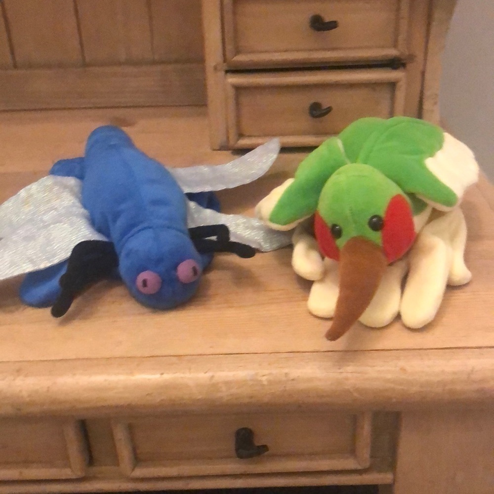 2 Two Hand Puppets Dragonfly Bird Caltoy Preschool Imaginative Play Toy